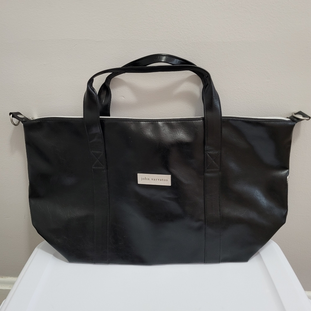 John Varvatos NWOT Faux Leather Duffle Large Tote Shoulder Crossbody Bag